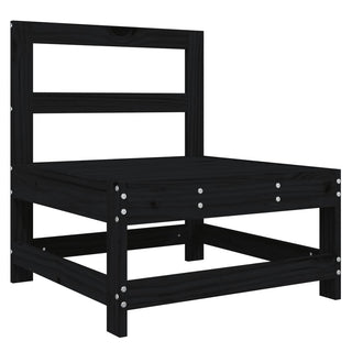 vidaXL Middle Sofa with Cushions Black Solid Wood Pine - 825552