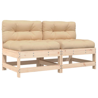 vidaXL Middle Sofas with Cushions 2 pcs Solid Wood Pine - 825576 - Sofa In Store