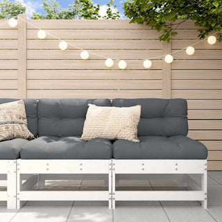 vidaXL Middle Sofas with Cushions 2 pcs White Solid Wood Pine - 825577 - Sofa In Store