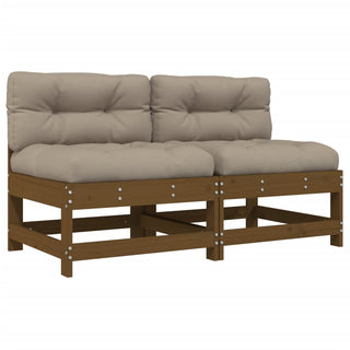 vidaXL Middle Sofas with Cushions 2 pcs Honey Brown Solid Wood Pine - 825579 - Sofa In Store