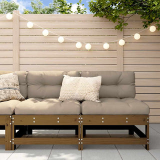 vidaXL Middle Sofas with Cushions 2 pcs Honey Brown Solid Wood Pine - 825579 - Sofa In Store