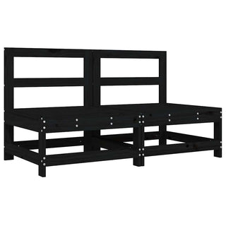 vidaXL Middle Sofas with Cushions 2 pcs Black Solid Wood Pine - 825580 - Sofa In Store