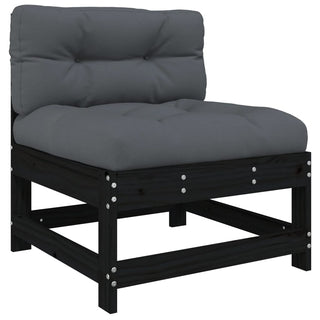 vidaXL Middle Sofas with Cushions 2 pcs Black Solid Wood Pine - 825580 - Sofa In Store