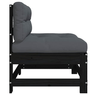 vidaXL Middle Sofas with Cushions 2 pcs Black Solid Wood Pine - 825580 - Sofa In Store