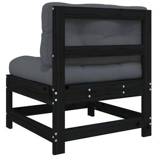 vidaXL Middle Sofas with Cushions 2 pcs Black Solid Wood Pine - 825580 - Sofa In Store