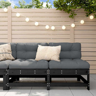 vidaXL Middle Sofas with Cushions 2 pcs Black Solid Wood Pine - 825580 - Sofa In Store