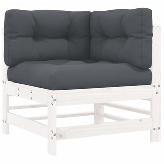 vidaXL Corner Sofa with Cushions White Solid Wood Pine - 825654