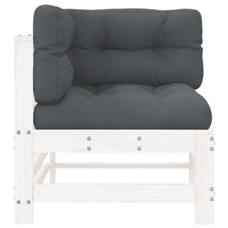 vidaXL Corner Sofa with Cushions White Solid Wood Pine - 825654