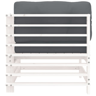 vidaXL Corner Sofa with Cushions White Solid Wood Pine - 825654