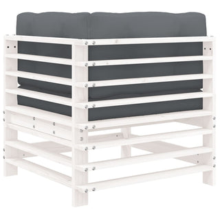 vidaXL Corner Sofa with Cushions White Solid Wood Pine - 825654