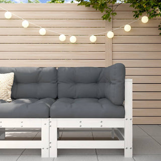 vidaXL Corner Sofa with Cushions White Solid Wood Pine - 825654