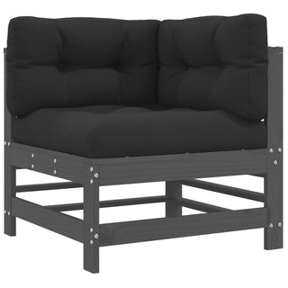 vidaXL Corner Sofa with Cushions Grey Solid Wood Pine - 825655