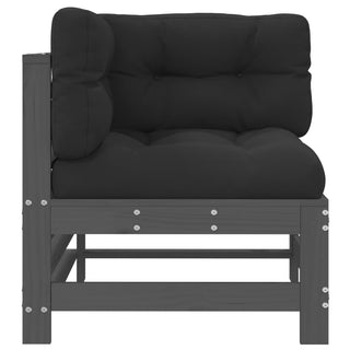 vidaXL Corner Sofa with Cushions Grey Solid Wood Pine - 825655
