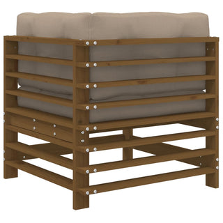 vidaXL Corner Sofa with Cushions Honey Brown Solid Wood Pine
