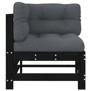 vidaXL Corner Sofa with Cushions Black Solid Wood Pine - 825657