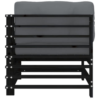 vidaXL Corner Sofa with Cushions Black Solid Wood Pine - 825657