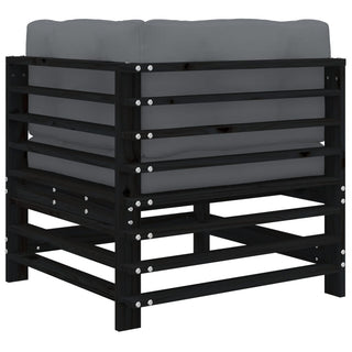 vidaXL Corner Sofa with Cushions Black Solid Wood Pine - 825657