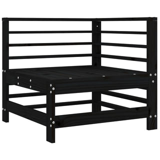 vidaXL Corner Sofa with Cushions Black Solid Wood Pine - 825657