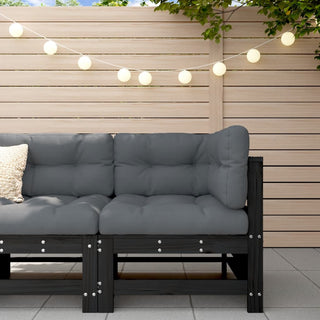 vidaXL Corner Sofa with Cushions Black Solid Wood Pine - 825657