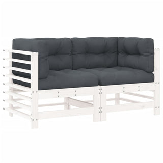 vidaXL Corner Sofas with Cushions 2 pcs White Solid Wood Pine - 825682