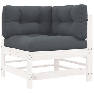vidaXL Corner Sofas with Cushions 2 pcs White Solid Wood Pine - 825682