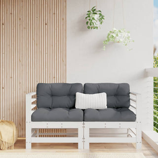 vidaXL Corner Sofas with Cushions 2 pcs White Solid Wood Pine - 825682