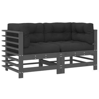 vidaXL Corner Sofas with Cushions 2 pcs Grey Solid Wood Pine - 825683