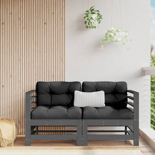 vidaXL Corner Sofas with Cushions 2 pcs Grey Solid Wood Pine - 825683