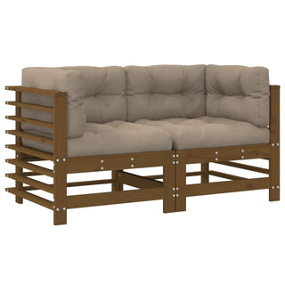 vidaXL Corner Sofas with Cushions 2 pcs Honey Brown Solid Wood Pine - 825684
