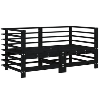 vidaXL Corner Sofas with Cushions 2 pcs Black Solid Wood Pine - 825685