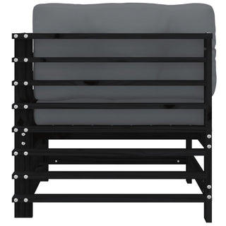 vidaXL Corner Sofas with Cushions 2 pcs Black Solid Wood Pine - 825685