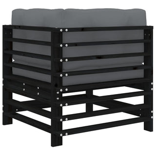 vidaXL Corner Sofas with Cushions 2 pcs Black Solid Wood Pine - 825685