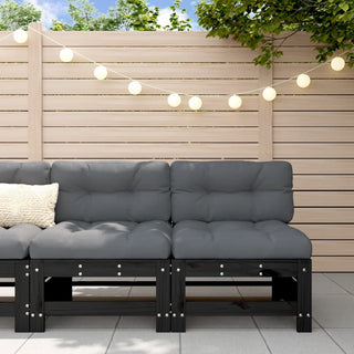 vidaXL Middle Sofas with Cushions 2 pcs Black Solid Wood Pine - 825692 - Sofa In Store