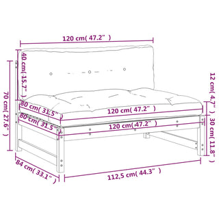vidaXL Middle Sofa Black 120x80 cm Solid Wood Pine - 825734 - Sofa In Store