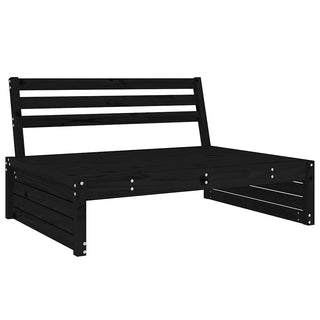 The vidaXL Middle Sofa, 120x80 cm in black, is crafted from solid pine and features a slatted design with a low profile, shown against a plain white background.