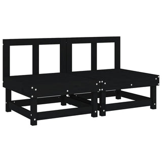 vidaXL Garden Middle Sofas 2 pcs Black Solid Wood Pine