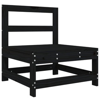 vidaXL Garden Middle Sofa Black Solid Wood Pine - 825482