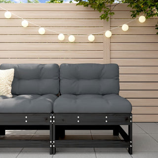 vidaXL Garden Middle Sofa Black Solid Wood Pine - 825482