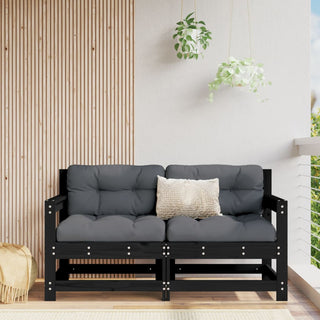 vidaXL Garden Corner Sofas 2 pcs Black Solid Wood Pine - 825510