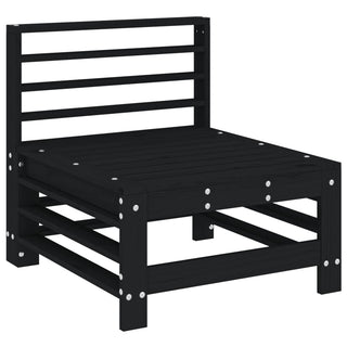 vidaXL Garden Middle Sofa Black Solid Wood Pine - 825615