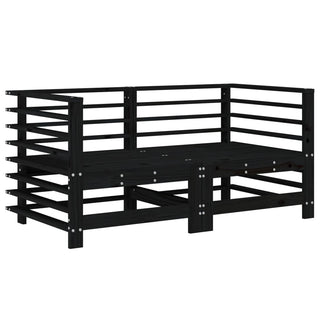 vidaXL Garden Corner Sofas 2 pcs Black Solid Wood Pine - 825636 - Sofa In Store