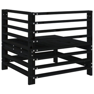 vidaXL Garden Corner Sofas 2 pcs Black Solid Wood Pine - 825636 - Sofa In Store