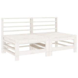 vidaXL Garden Middle Sofas 2 pcs White Solid Wood Pine - 825640 - Sofa In Store