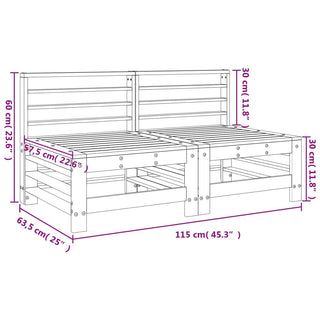vidaXL Garden Middle Sofas 2 pcs White Solid Wood Pine - 825640 - Sofa In Store