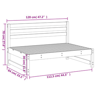 vidaXL Garden Middle Sofa Black 120x80 cm Solid Wood Pine - 825706