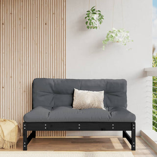 vidaXL Garden Middle Sofa Black 120x80 cm Solid Wood Pine - 825706