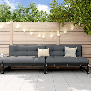 vidaXL Garden Middle Sofas 2 pcs Black 120x80 cm Solid Wood Pine - Sofa In Store
