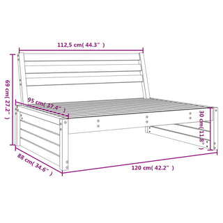 vidaXL Garden Middle Sofa Black 120x80 cm Solid Wood Pine - 825748