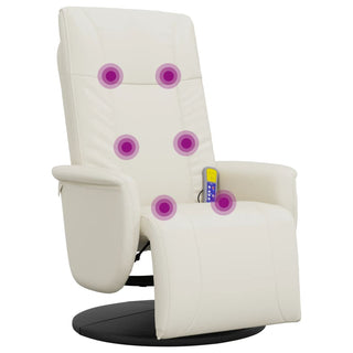 vidaXL Massage Recliner Chair with Footrest Cream Faux Leather