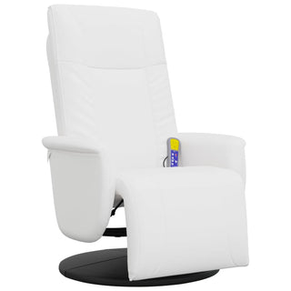 vidaXL Massage Recliner Chair with Footrest White Faux Leather